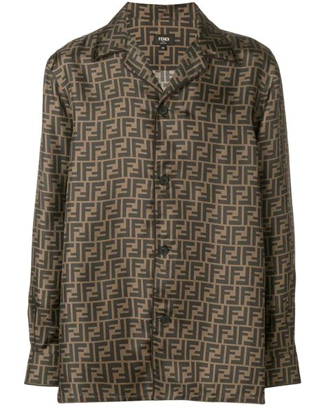 fendi brown silk shirt|More.